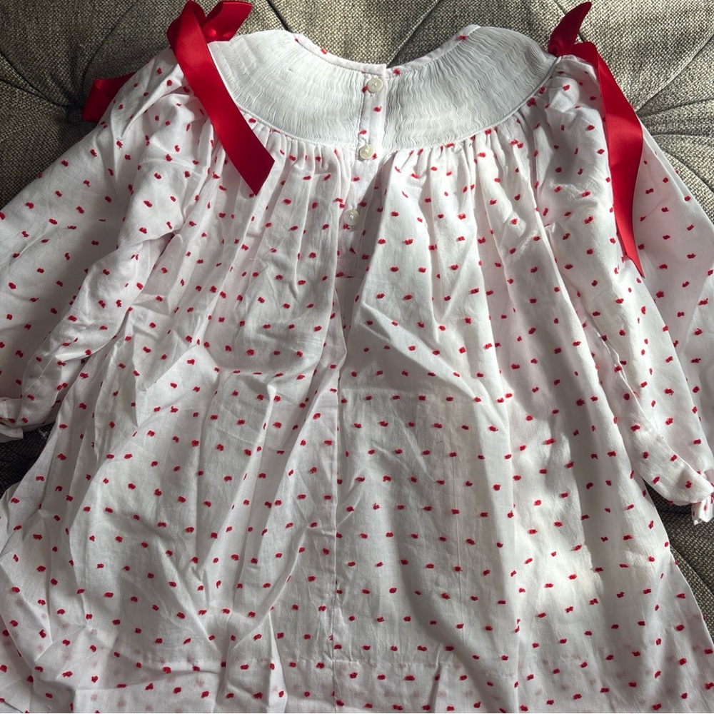 Cecil & Lou Smocked Dress Swiss Dot Lined Merry Christmas Cotton 3T - Picture 5 of 6
